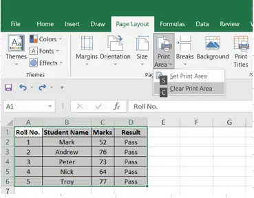 Excel Shortcut Clear Print Area