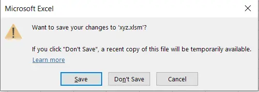 Excel Shortcut Close Current Workbook